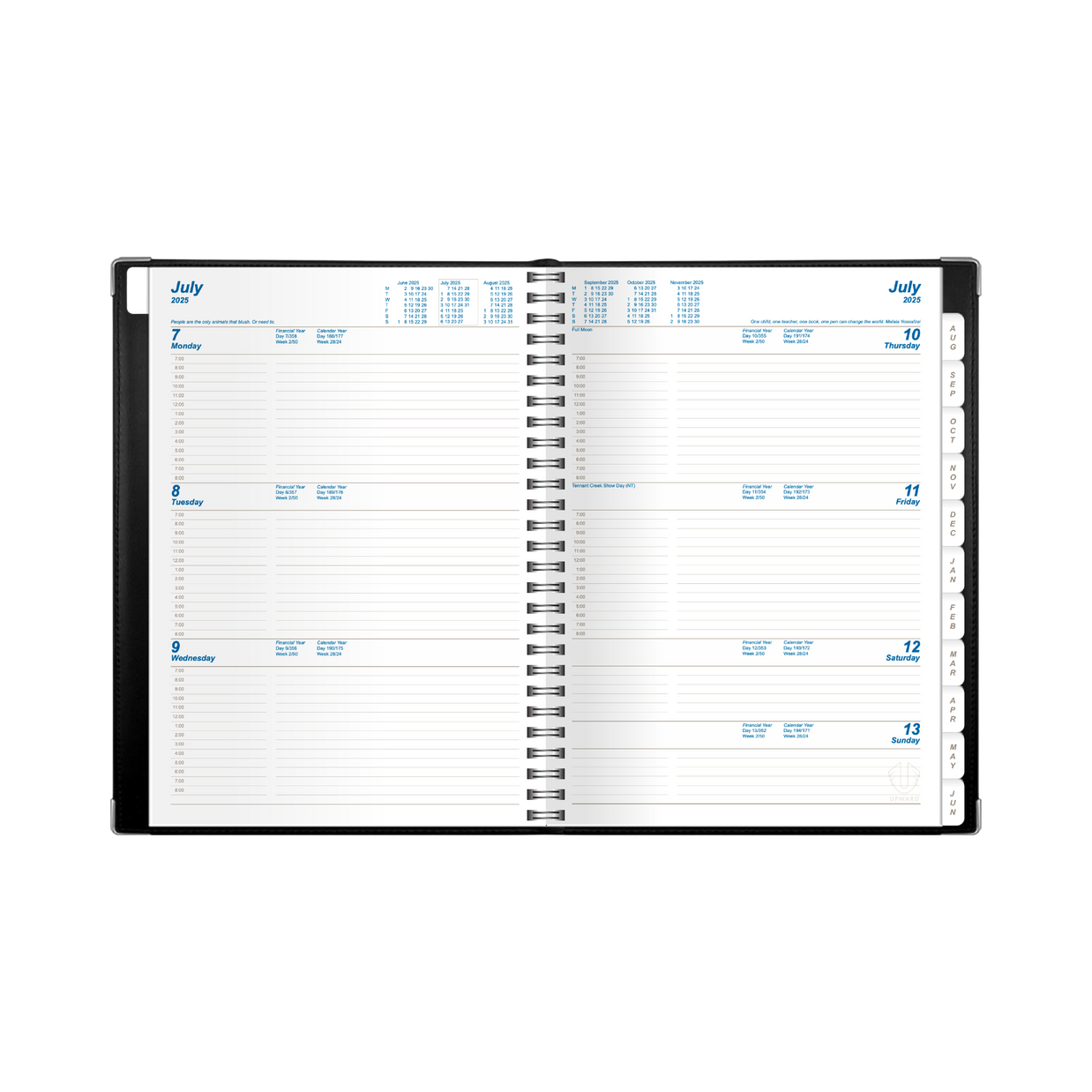 Upward - Deluxe 9442, 12 Month Financial Year 2025-2026 Diary, Week to View, A4, Padded Cover