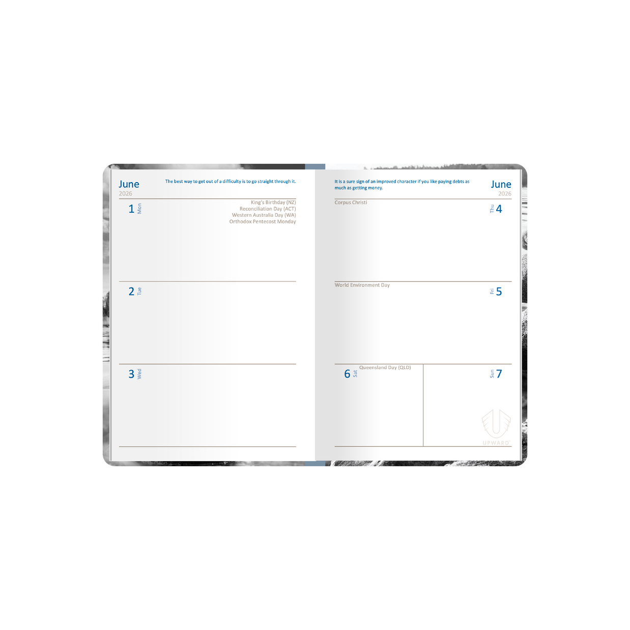 Upward - Fashion 2426, 12 Month 2026 Calendar Year Planner, Week to View Diary, A6 Case Bound