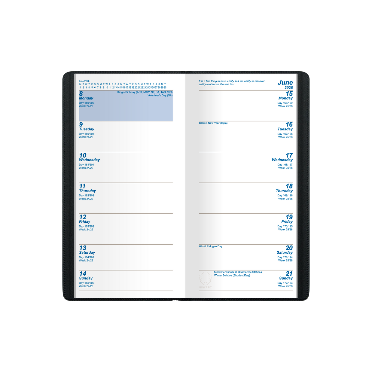 Upward - Standard 6621, 12 Month 2026 Calendar Year Planner, 2 Weeks to View Diary, Pocket Case Bound