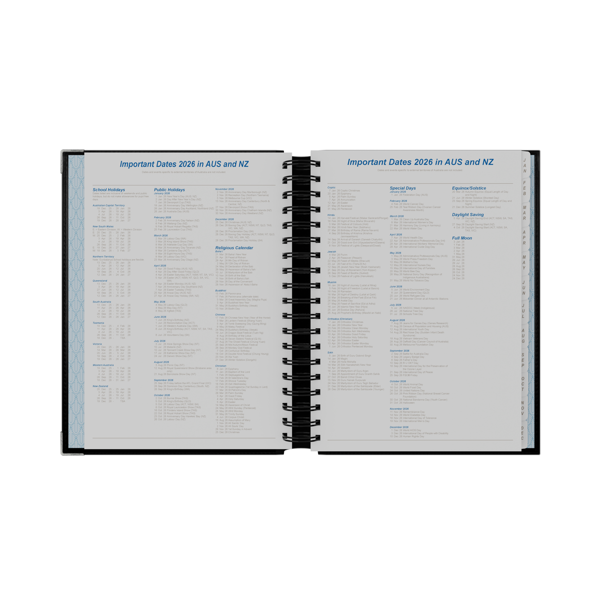 Upward - Deluxe 8242, 12 Month 2026 Calendar Year Planner, Day to Page Diary, B5 Wiro Bound