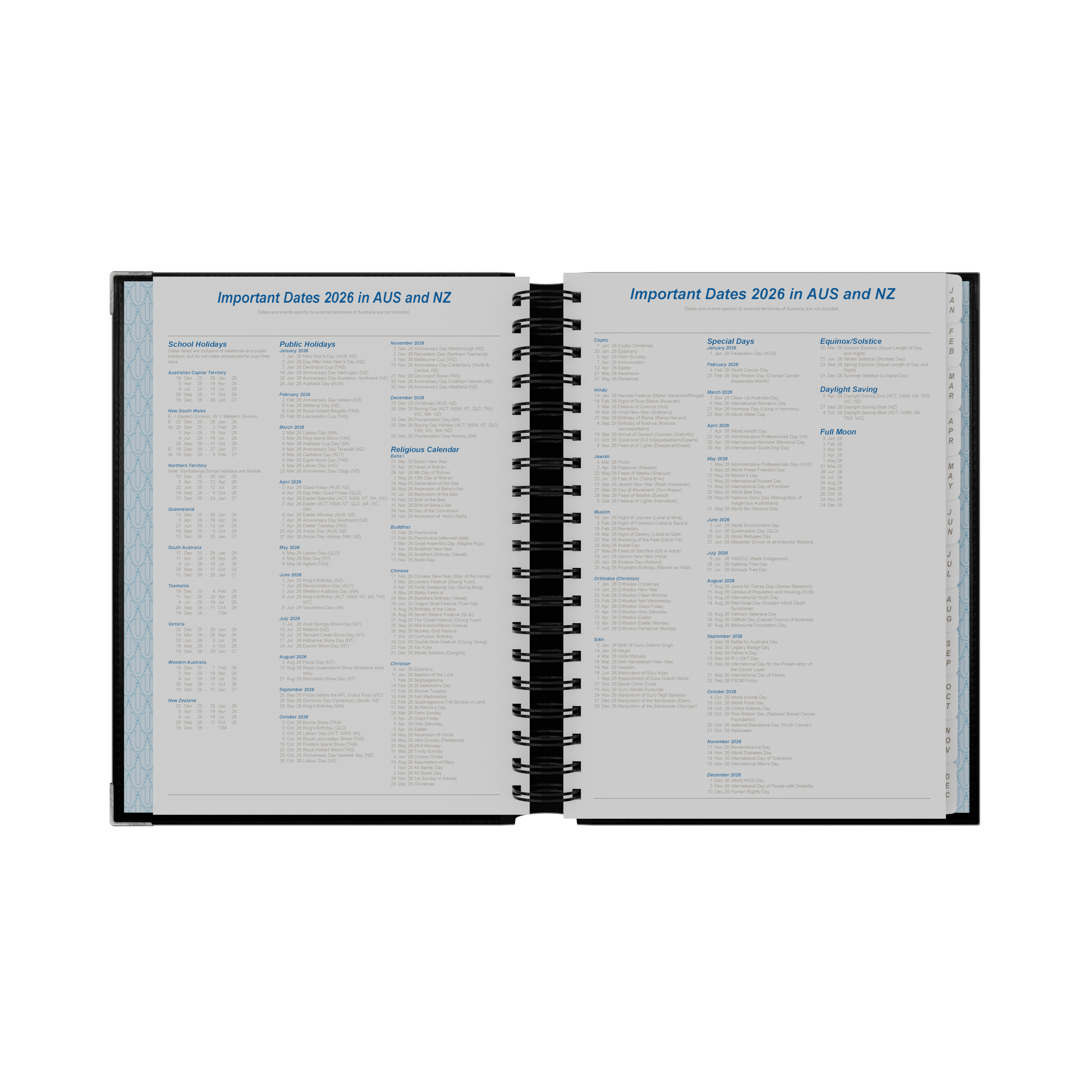 Upward - Deluxe 8242, 12 Month 2026 Calendar Year Planner, Day to Page Diary, B5 Wiro Bound