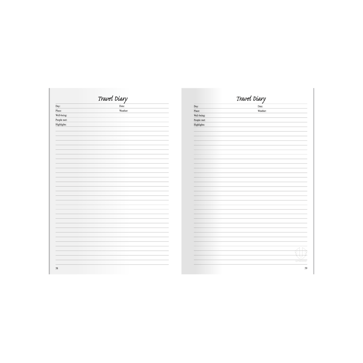 Upward - Travel Diary Planner, Undated, Day to Page, A5 Case Bound