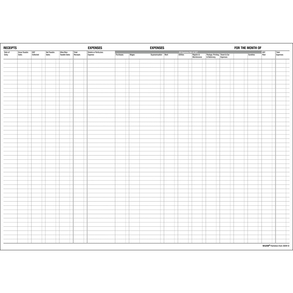 Wildon - Daily Cash Book 56 Page 56 Page, A4 Soft Cover