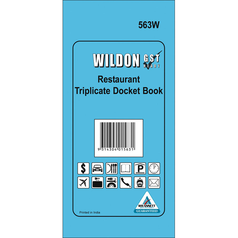 Wildon - Triplicate Restaurant Docket Book 50 Forms, 210x102mm  - Blue