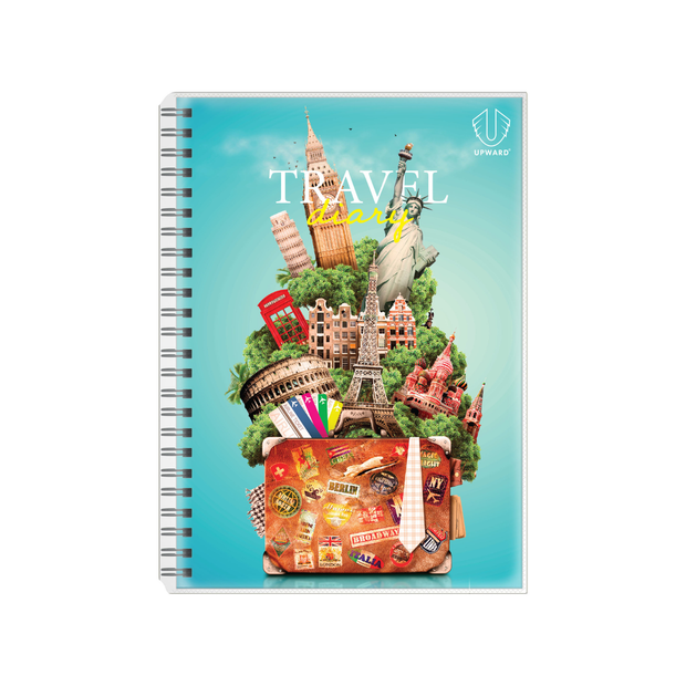Upward - Travel Diary Planner, Undated, Day to Page, A5 Wiro Bound - Landmarks