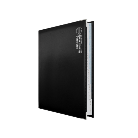 Upward - Deluxe 8242, 12 Month Financial Year 2025-2026 Diary, Day to Page, B5, Padded Cover