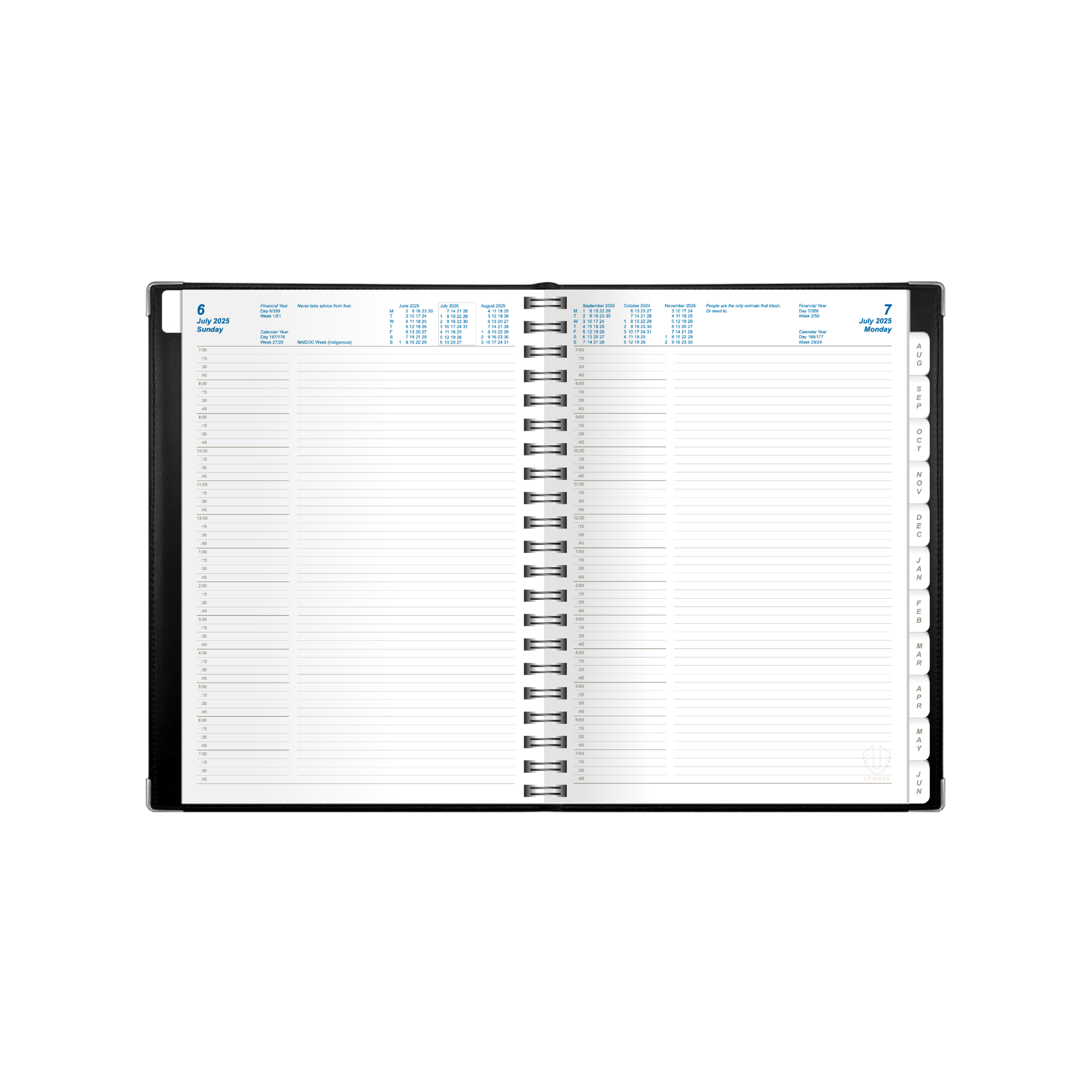 Upward - Deluxe, 12 Month Financial Yeat 2025-2026 Diary, Day to Page, B5, Padded Cover