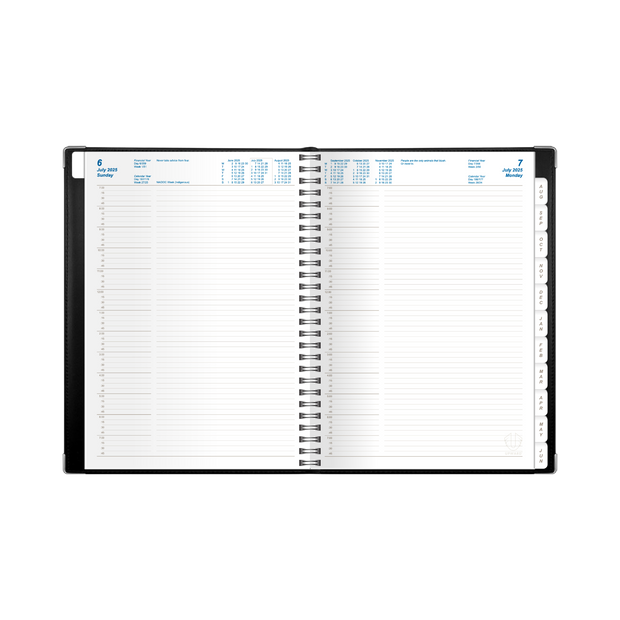 Upward - Deluxe 12 Month Financial Year 2025-2026 Diary, Day to Page, A4, Padded Cover