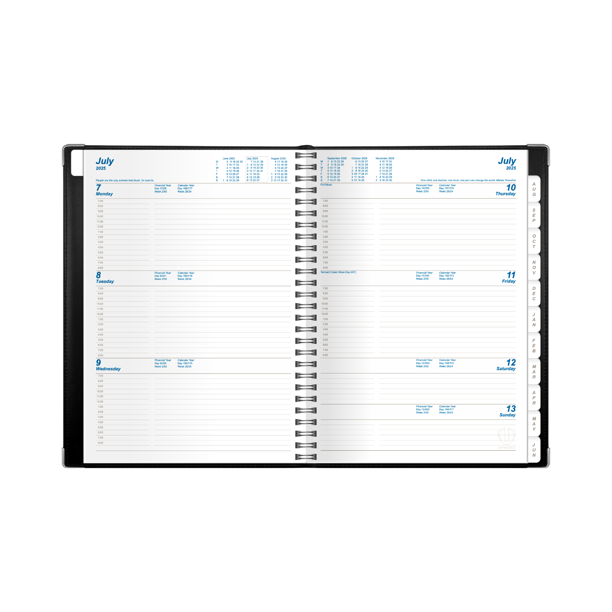 Upward - Deluxe, 12 Month Financial Year 2025-2026 Diary, Week to View, A4, Padded Cover