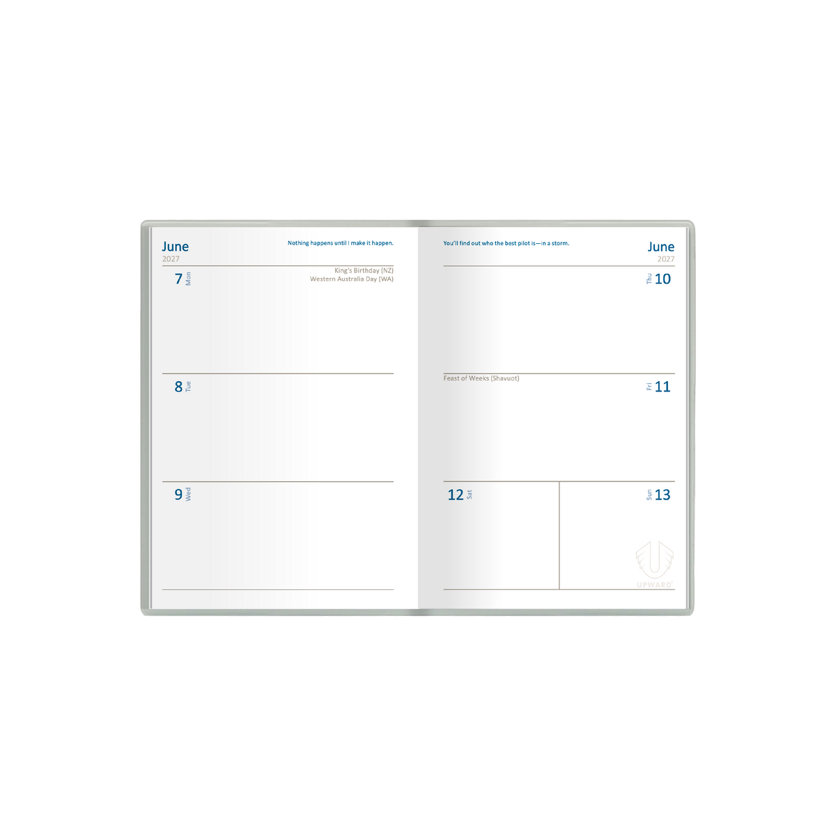 2027 Calendar Year Diary/Planner - 12 Month A6 Week to View Diary - Case Bound - Upward Standard Range