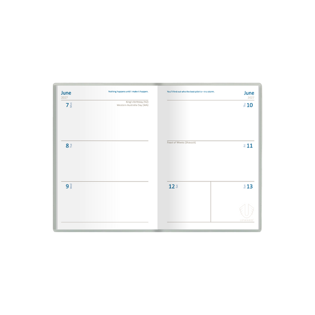 2027 Calendar Year Diary/Planner - 12 Month A6 Week to View Diary - Case Bound - Upward Standard Range