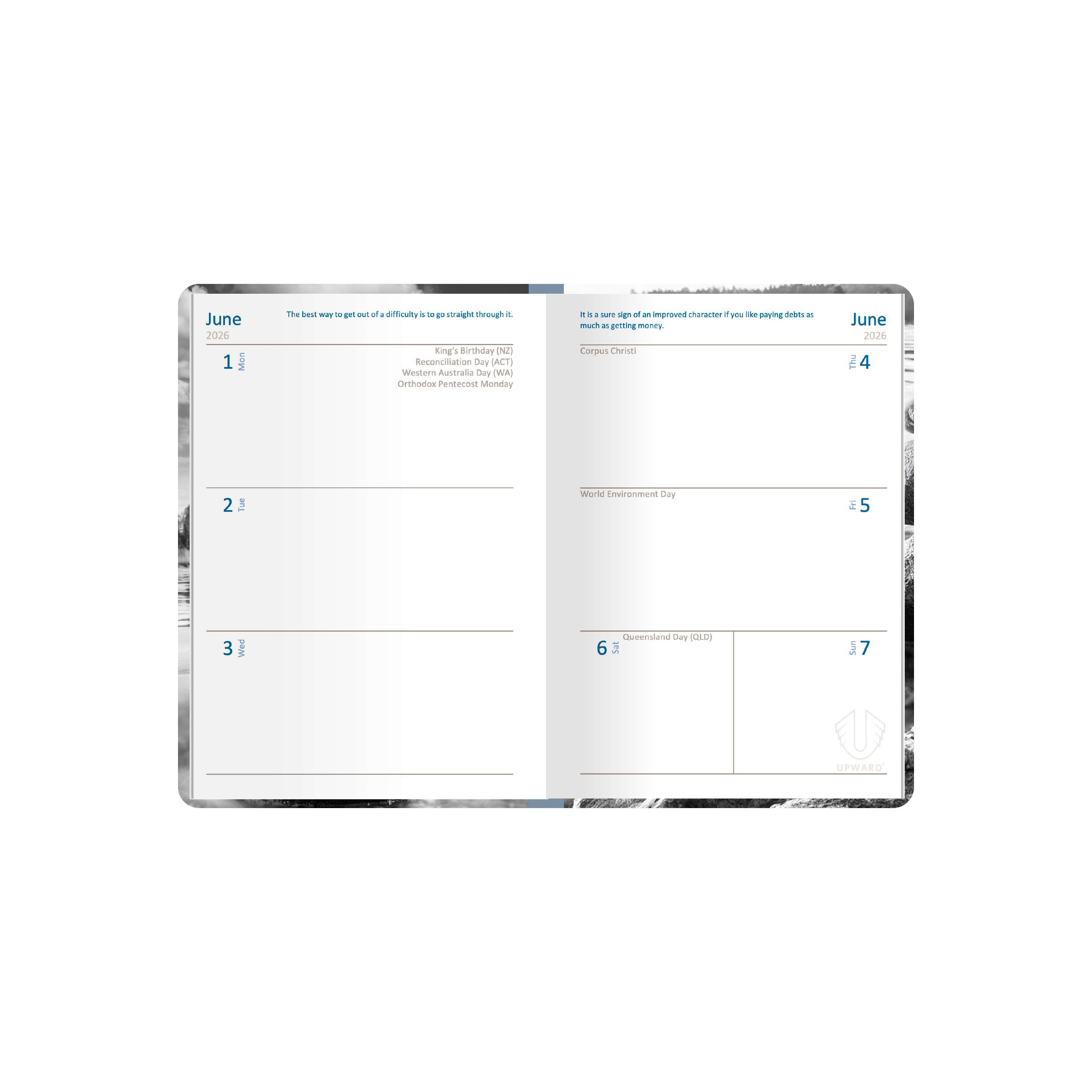 Upward - Fashion 2426, 12 Month 2026 Calendar Year Planner, Week to View Diary, A6 Case Bound