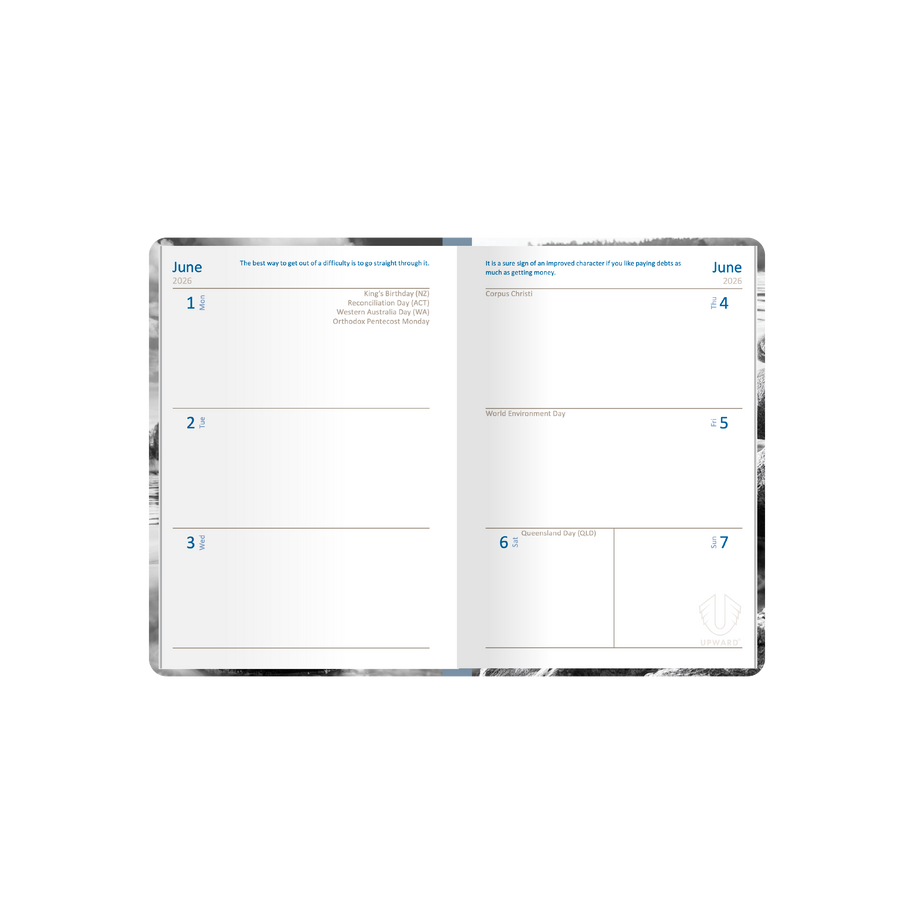 Upward - Fashion 2426, 12 Month 2026 Calendar Year Planner, Week to View Diary, A6 Case Bound
