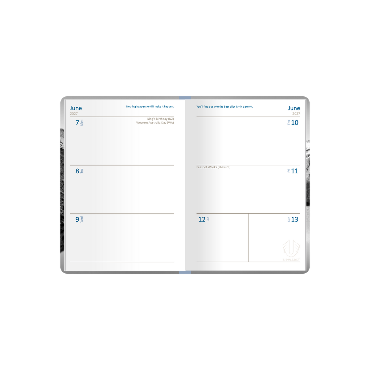 2027 Calendar Year Diary/Planner - 12 Month A6 Week to View Diary - Hard Cover - Upward Fashion Range