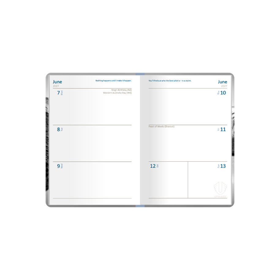 2027 Calendar Year Diary/Planner - 12 Month A6 Week to View Diary - Hard Cover - Upward Fashion Range