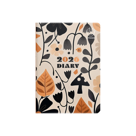 Upward - Fashion 3426, 12 Month 2026 Calendar Year Planner, Week to View Diary, B6 Case Bound - Wild Garden