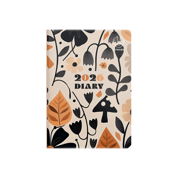 Upward - Fashion 3426, 12 Month 2026 Calendar Year Planner, Week to View Diary, B6 Case Bound - Wild Garden