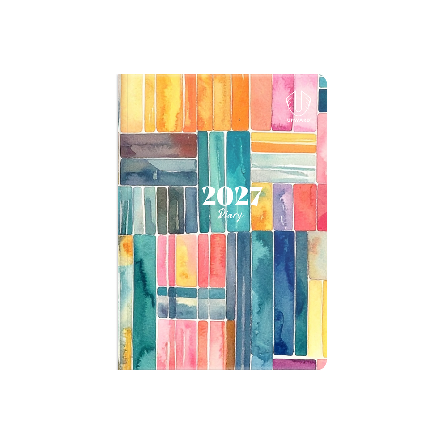 2027 Calendar Year Diary/Planner - 12 Month B6 Week to View Diary - Hard Cover in Pin Stripe - Upward Fashion Range