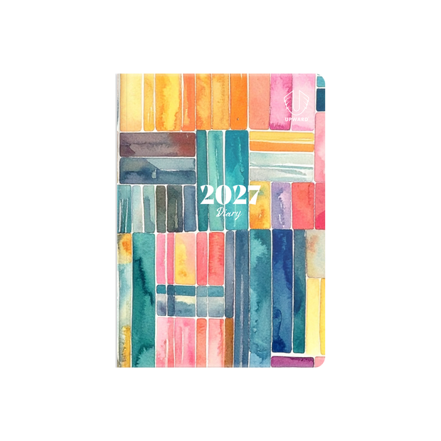 2027 Calendar Year Diary/Planner - 12 Month B6 Week to View Diary - Hard Cover in Pin Stripe - Upward Fashion Range