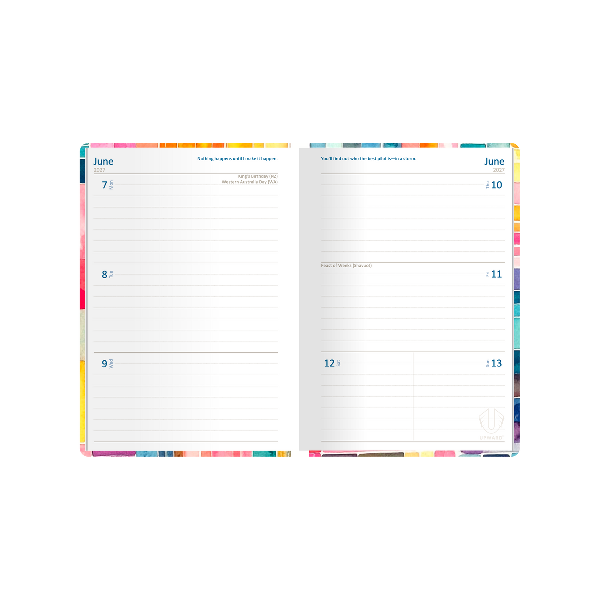 2027 Calendar Year Diary/Planner - 12 Month B6 Week to View Diary - Hard Cover in Pin Stripe - Upward Fashion Range