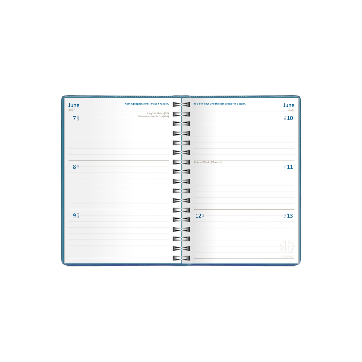 2027 Calendar Year Diary/Planner - 12 Month B6 Week to View Diary - Wiro Bound - Upward Superior Range