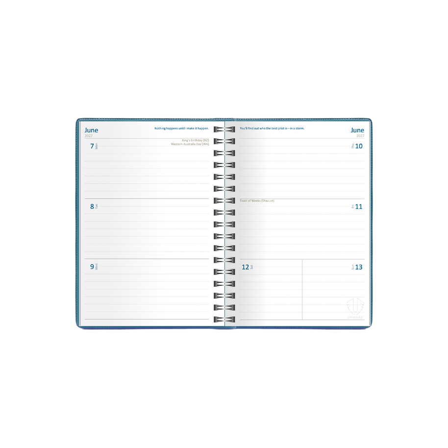 2027 Calendar Year Diary/Planner - 12 Month B6 Week to View Diary - Wiro Bound - Upward Superior Range