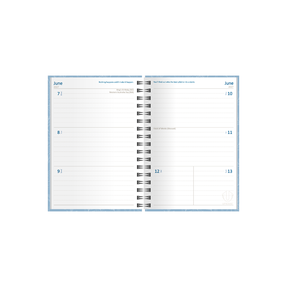 2027 Calendar Year Diary/Planner - 12 Month B6 Week to View Diary - Wiro Bound - Upward Fashion Range