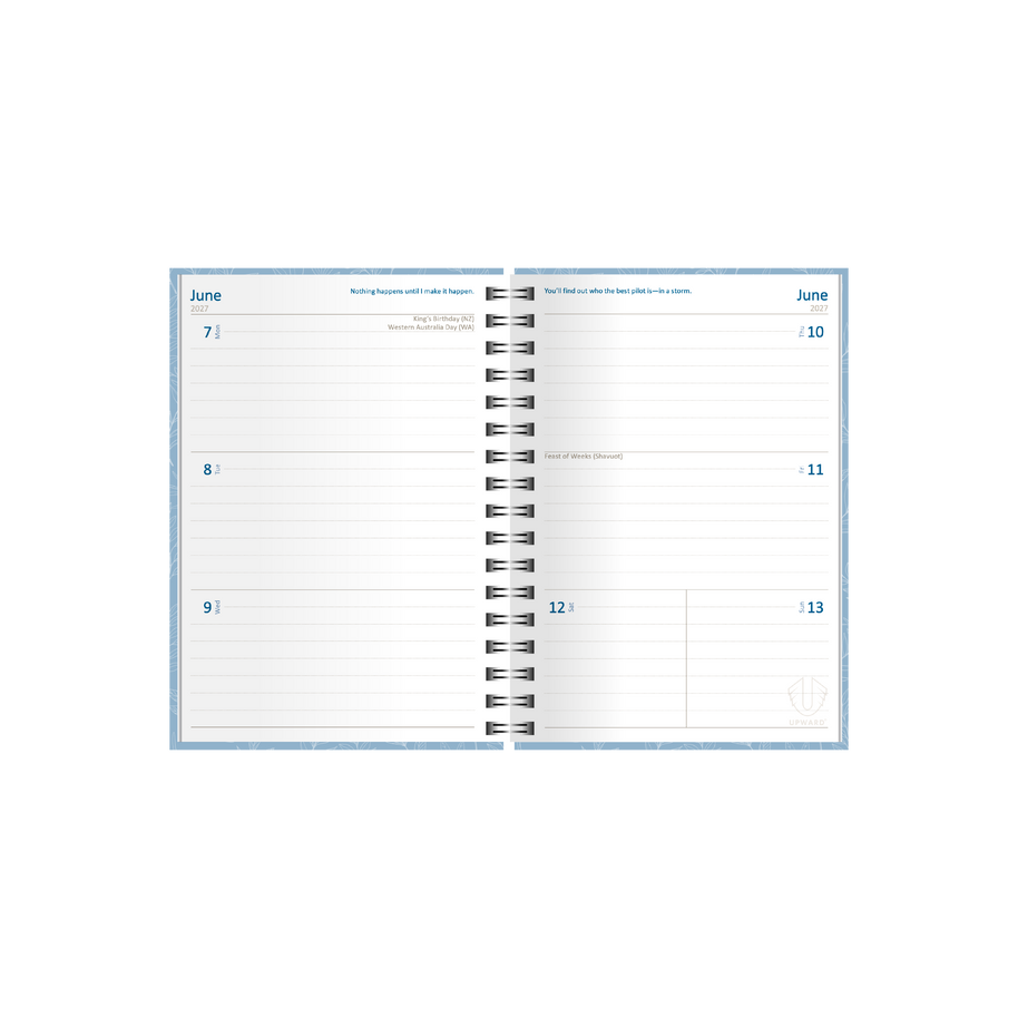 2027 Calendar Year Diary/Planner - 12 Month B6 Week to View Diary - Wiro Bound - Upward Fashion Range