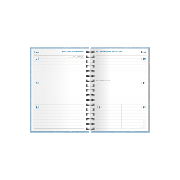 2027 Calendar Year Diary/Planner - 12 Month B6 Week to View Diary - Wiro Bound - Upward Fashion Range
