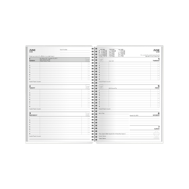 Upward - Student Diary 4400, 12 Month 2026 Calendar Year Planner, Week to View Diary, B5 Wiro Bound