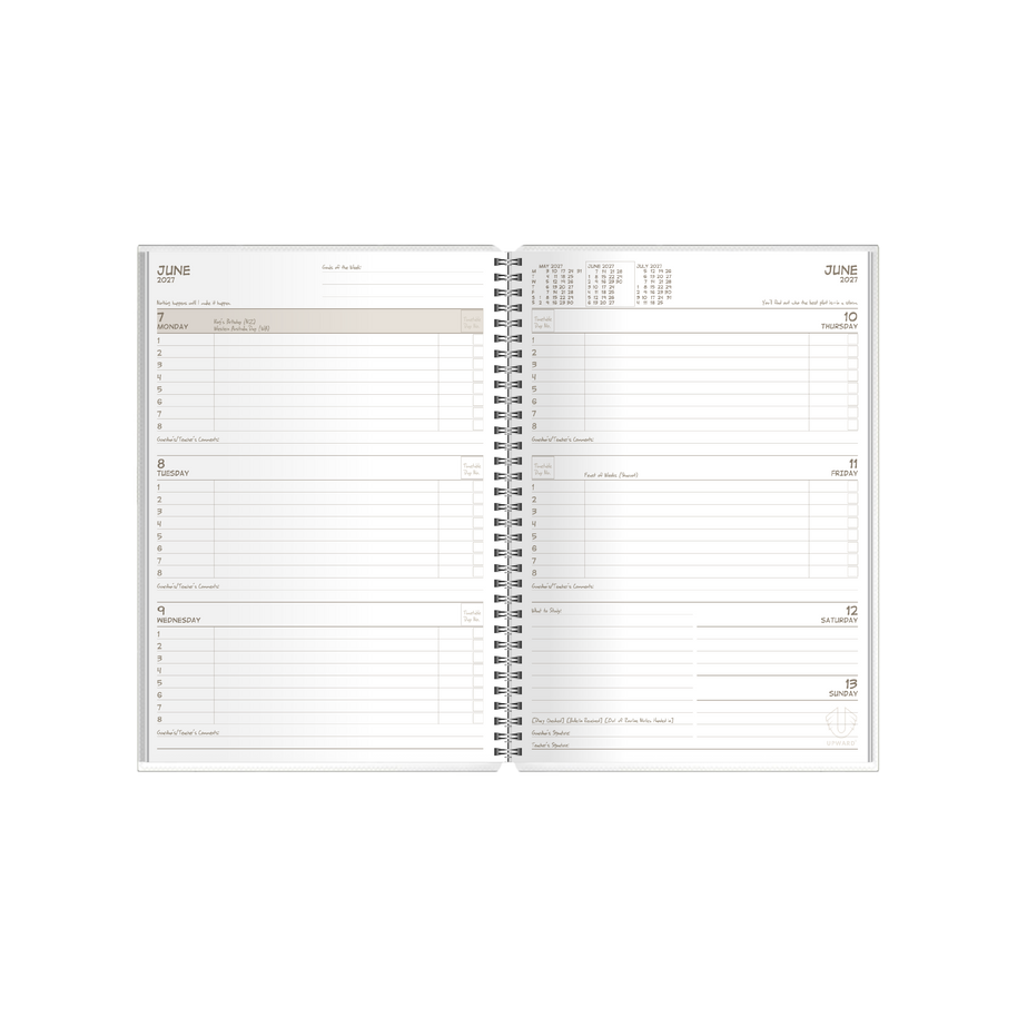 2027 Calendar Year Diary/Planner - 12 Month B5 Week to View Diary - Wiro Bound - Upward Student Diary Range