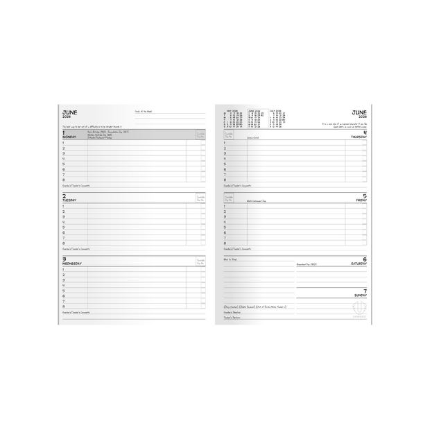 Upward - School Diary 4403, 12 Month 2026 Calendar Year Planner, Week to View Diary, B5 Case Bound - Geometry