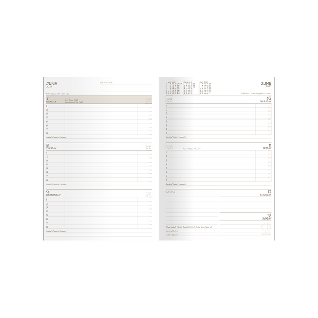 2027 Calendar Year Diary/Planner - 12 Month B5 Week to View Diary - Case Bound - Upward School Diary Range