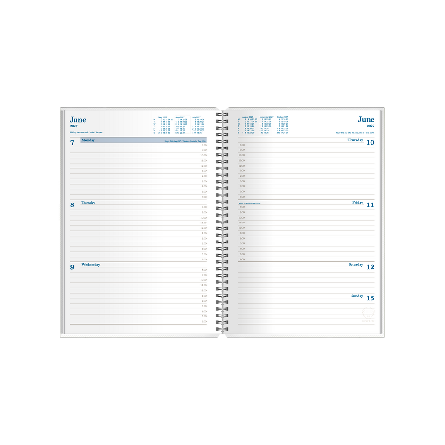 2027 Calendar Year Diary/Planner - 12 Month A5 Week to View Diary - Wiro Bound - Upward Busy Woman's Diary Range