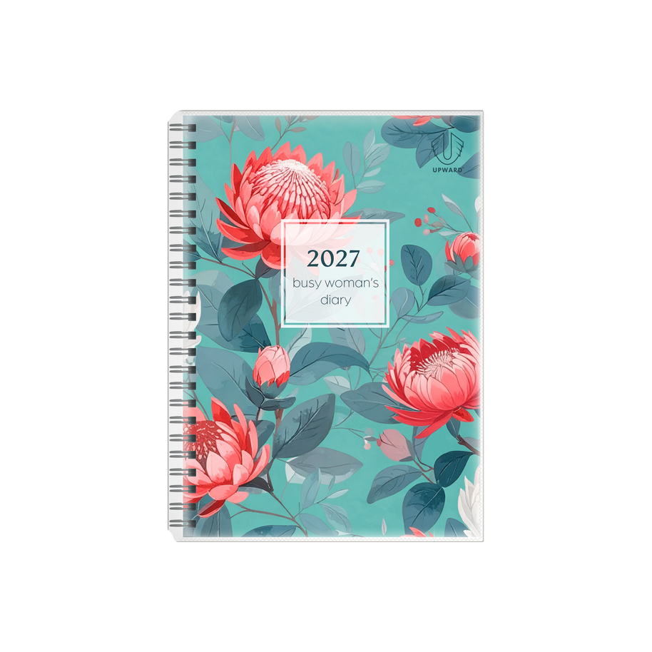 2027 Calendar Year Diary/Planner - 12 Month A5 Week to View Diary - Wiro Bound - Upward Busy Woman's Diary Range