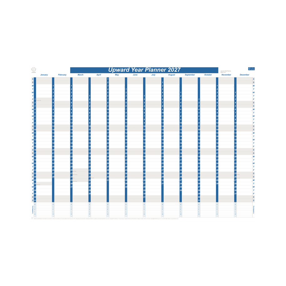 2027 Calendar Year Diary/Planner - 12 Month 1005x685mm Wall Planner - Strong Paper - Upward Planner Range