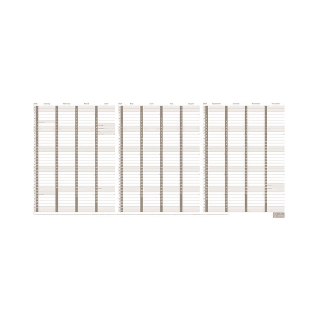 Upward - Diary Planner 4702, 2026 Calendar Year Planner, A4 Fold out 557x297mm Paper Planner