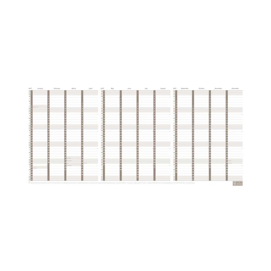Upward - Diary Planner 4702, 2026 Calendar Year Planner, A4 Fold out 557x297mm Paper Planner