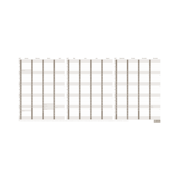 2027 Calendar Year Diary/Planner - 24 Month A4 Fold Out 557x297mm Wall Planner - Strong Paper - Upward Planner Range