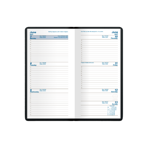 2027 Calendar Year Diary/Planner - 12 Month Pocket Week to View Diary - Case Bound - Upward Standard Range