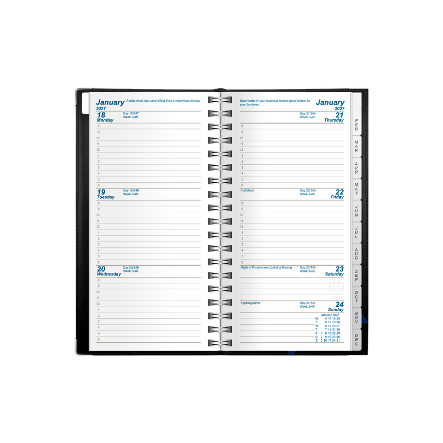 2027 Calendar Year Diary/Planner - 12 Month A6 Week to View Diary - Wiro Bound - Upward Deluxe Range