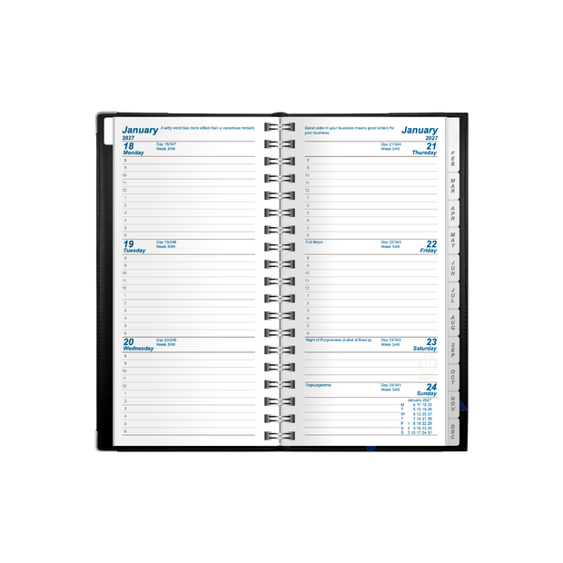 2027 Calendar Year Diary/Planner - 12 Month A6 Week to View Diary - Wiro Bound - Upward Deluxe Range