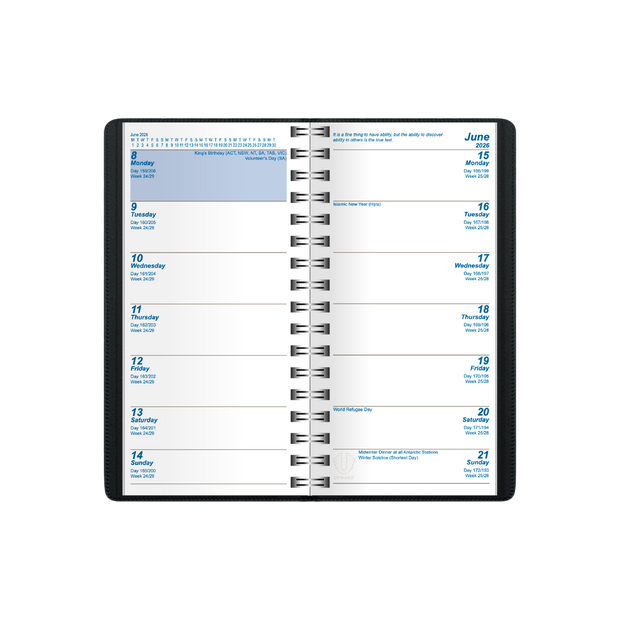 Upward - Superior 6631, 12 Month 2026 Calendar Year Planner, 2 Weeks to View Diary, Pocket Wiro Bound