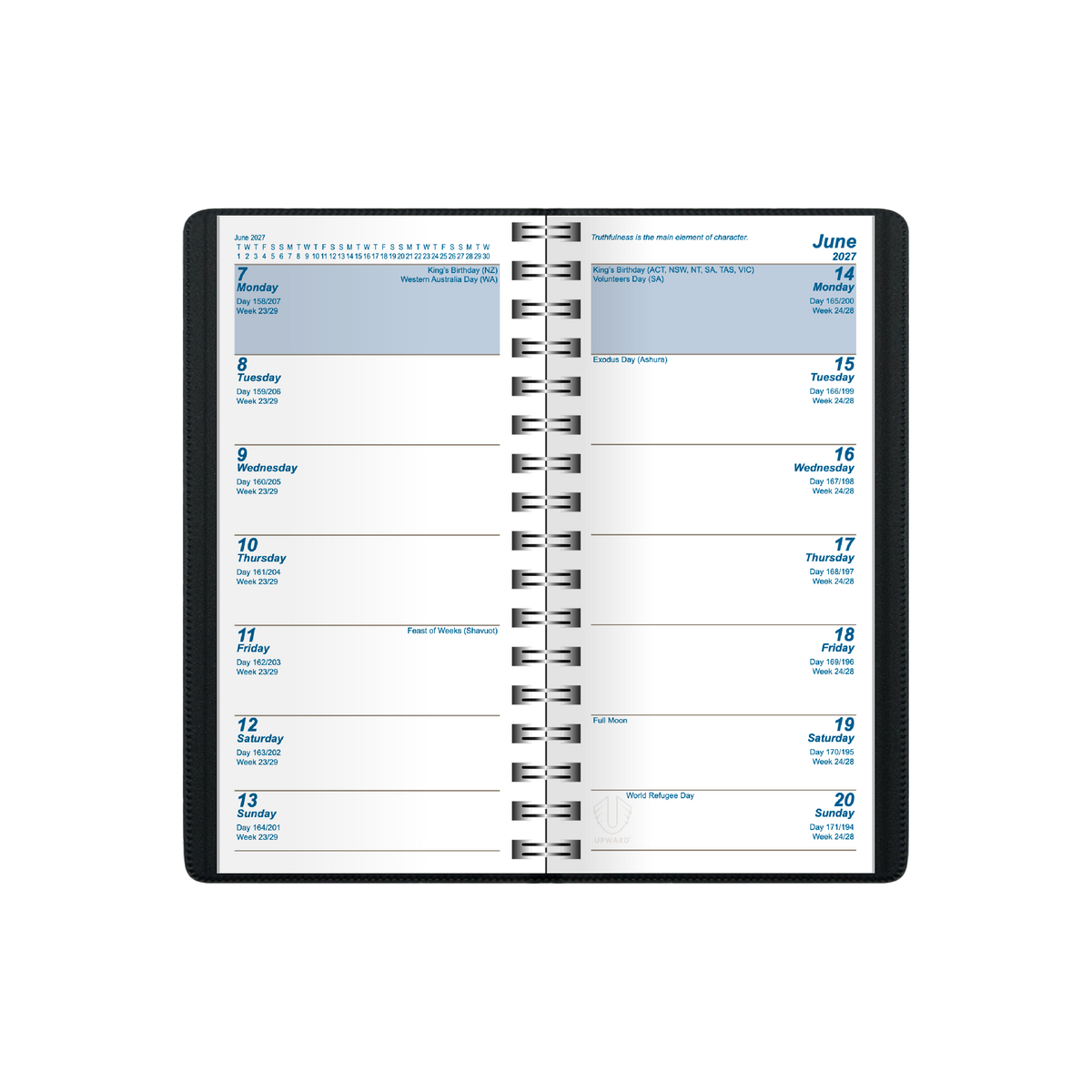2027 Calendar Year Diary/Planner - 12 Month A6 2 Weeks to View Diary - Case Bound - Upward Superior Range