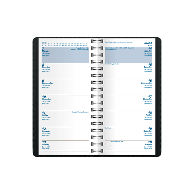 2027 Calendar Year Diary/Planner - 12 Month A6 2 Weeks to View Diary - Case Bound - Upward Superior Range