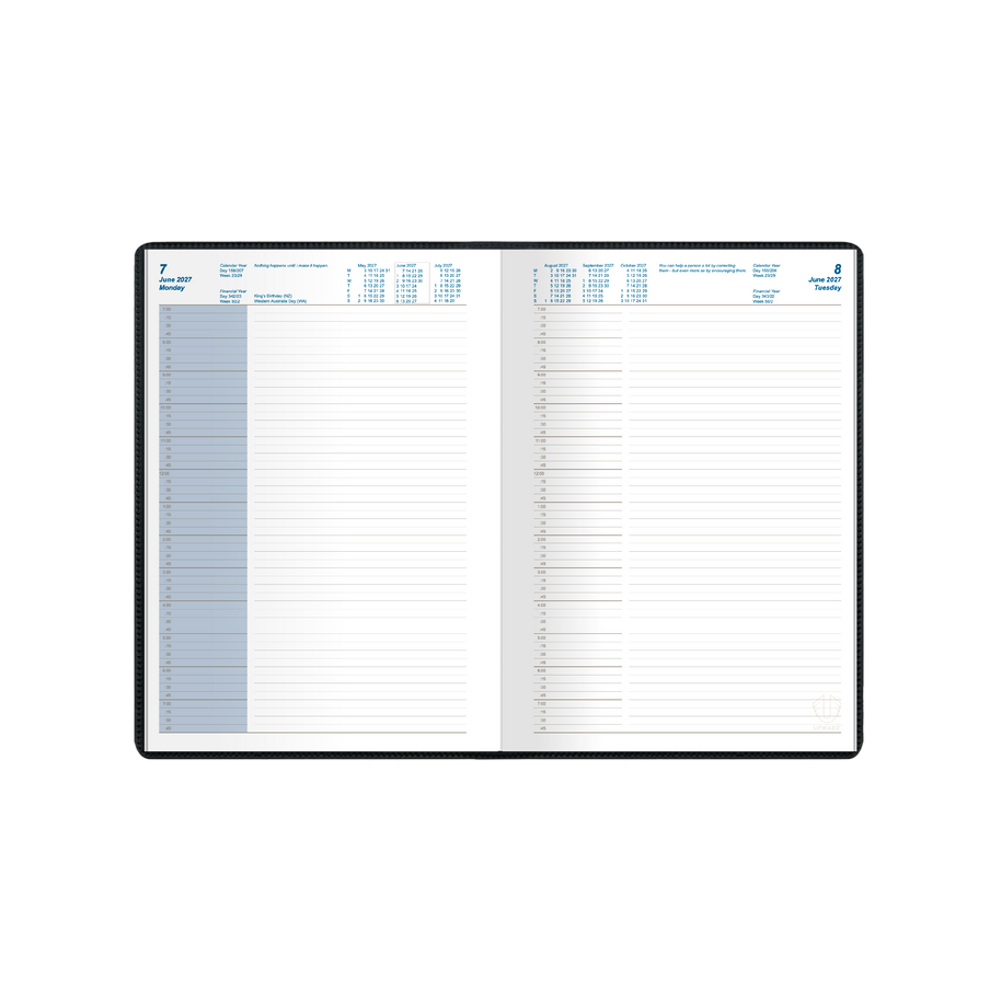 2027 Calendar Year Diary/Planner - 12 Month A5 Day to Page Diary - Case Bound - Upward Standard Range