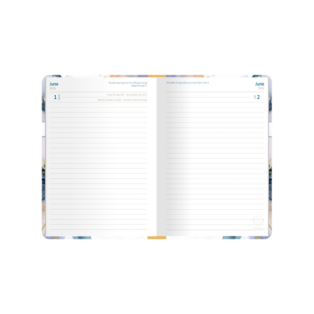 Upward - Fashion 7226, 12 Month 2026 Calendar Year Planner, Day to Page Diary, A5 Case Bound