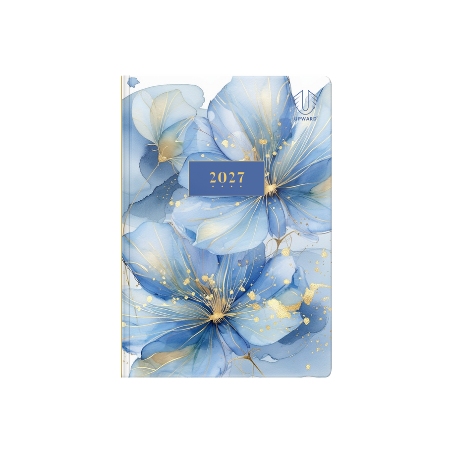 2027 Calendar Year Diary/Planner - 12 Month A5 Day to Page Diary - Hard Cover in Water Colour - Upward Fashion Range