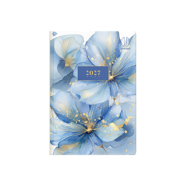 2027 Calendar Year Diary/Planner - 12 Month A5 Day to Page Diary - Hard Cover in Water Colour - Upward Fashion Range