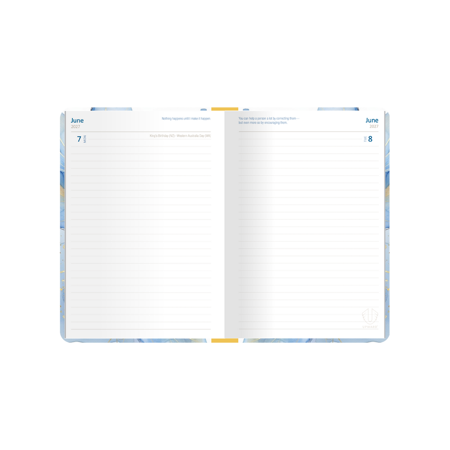 2027 Calendar Year Diary/Planner - 12 Month A5 Day to Page Diary - Hard Cover in Water Colour - Upward Fashion Range